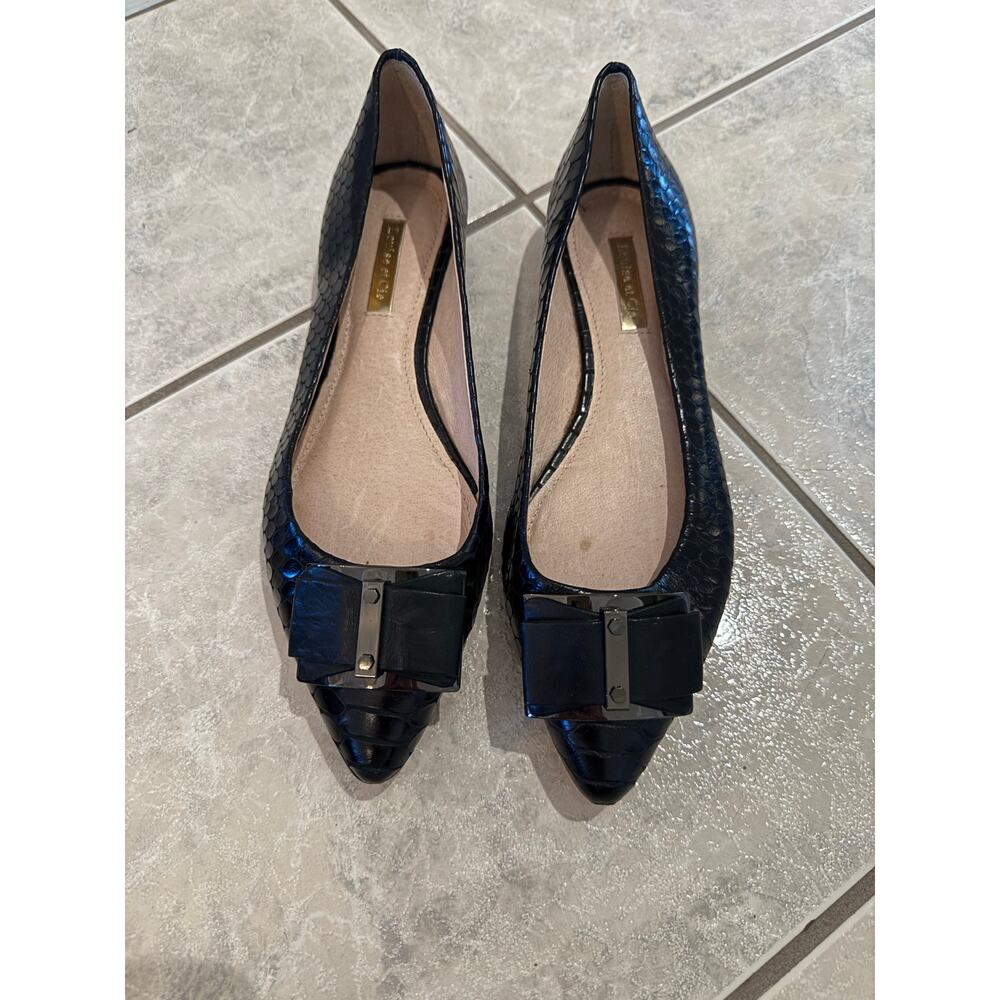 Louise et Cie "Bromley" Women's Genuine Snakeskin Black Flats Size 7.5M
